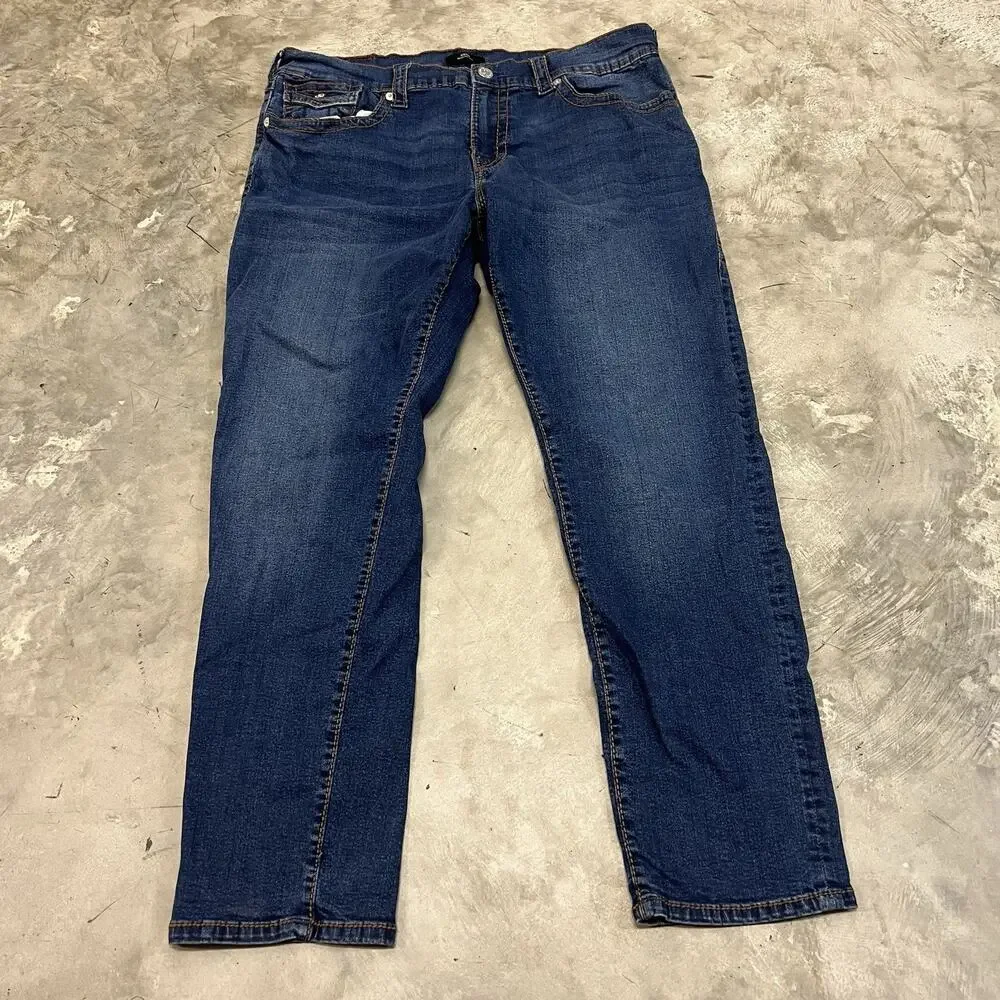 True Religion Geno Relaxed Slim Big T Flap Men's 38x32 Denim Jeans